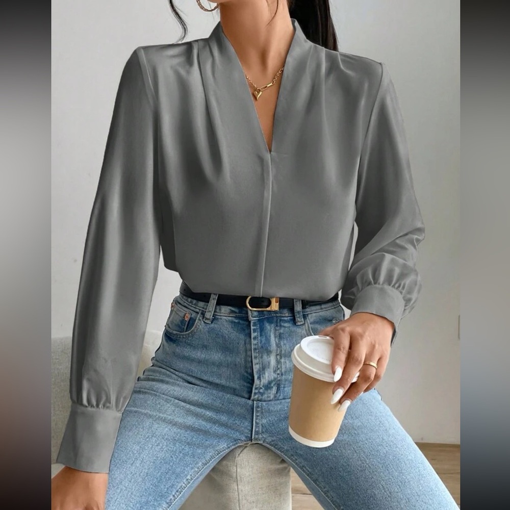 Elegant Gray Women's Top